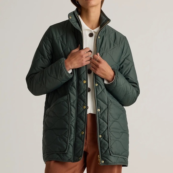 Quince Jackets & Blazers - Quince Featherless Quilted Puffer Long Jacket Verdant Pine XL NEW